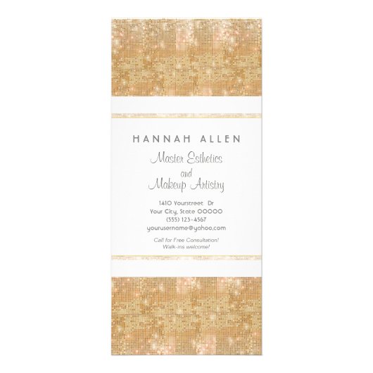 Makeup Artist Gold Sequins Rack Card Werbekarte (Vorne)