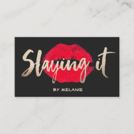 Makeup Artist Gold spielen Rote Lippen Schwarz Visitenkarte