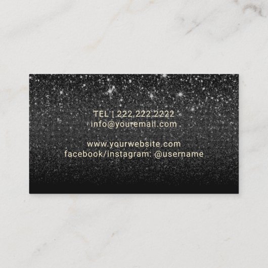 Makeup Artist Gold Tropfen Lift Moderner Schwarzer Visitenkarte (Rückseite)