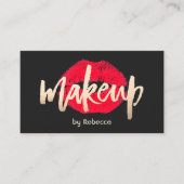 Makeup Artist Gold Typografie Red Lipstick Kiss Visitenkarte (Vorderseite)