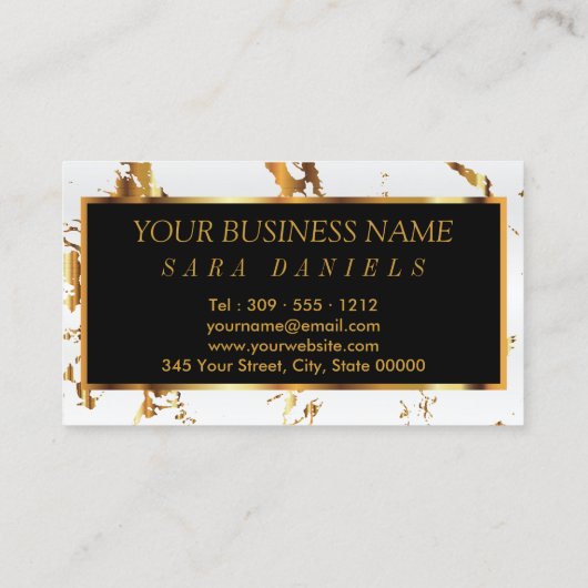 Makeup Artist - Goldakzente und Rose aus weißem Ma Visitenkarte (Rückseite)