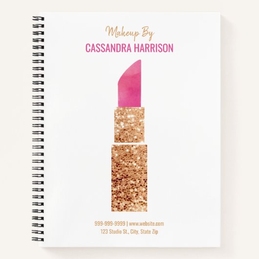 Makeup Artist Goldene Folge Wasserfarben Schönheit Notizblock (Vorderseite)