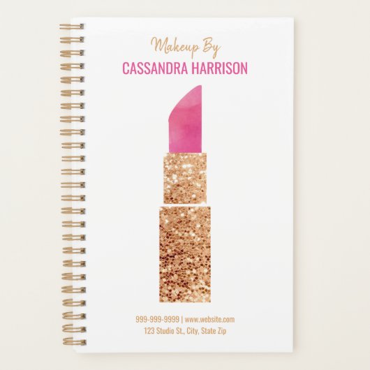 Makeup Artist Goldene Folge Wasserfarben Schönheit Planer (Vorderseite)