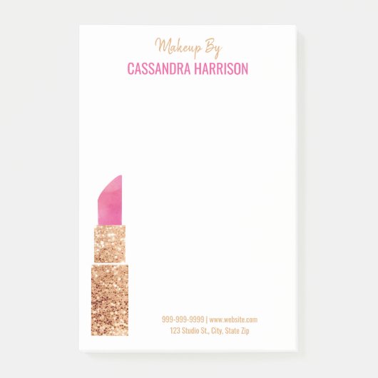 Makeup Artist Goldene Folge Wasserfarben Schönheit Post-it Klebezettel (Vorderseite)