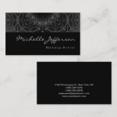 Makeup Artist Gray Pattern Black Business Card Visitenkarte (Vorne/Hinten)