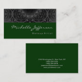 Makeup Artist Gray Pattern Green Business Card Visitenkarte (Vorne/Hinten)