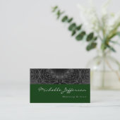 Makeup Artist Gray Pattern Green Business Card Visitenkarte (Stehend Vorderseite)