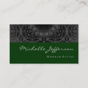 Makeup Artist Gray Pattern Green Business Card Visitenkarte