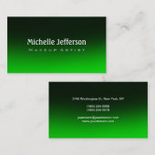 Makeup Artist Green Black Background Visitenkarte (Vorne/Hinten)