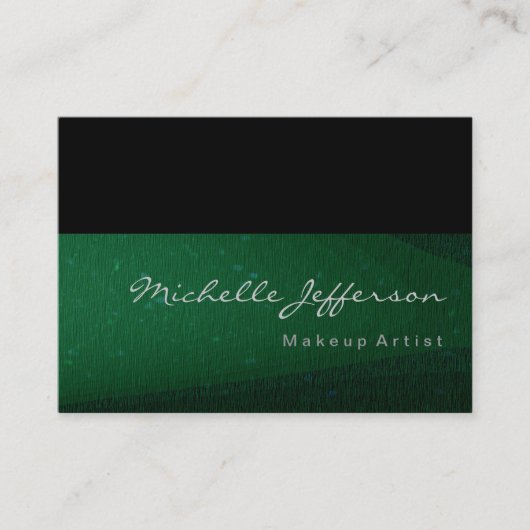 Makeup Artist Green Black Pattern Business Card Visitenkarte (Vorderseite)