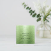 Makeup Artist Green Brushed Metal Glam Quadratische Visitenkarte (Stehend Vorderseite)