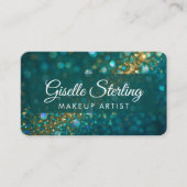 Makeup Artist Green Gold QR Code Professional Visitenkarte (Vorderseite)