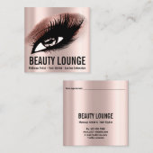 Makeup Artist Hair Eyelash Lux Rose Beruflich Quadratische Visitenkarte (Vorne/Hinten)