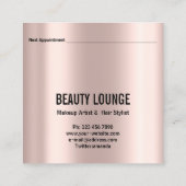 Makeup Artist Hair Eyelash Lux Rose Beruflich Quadratische Visitenkarte (Rückseite)