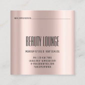 Makeup Artist Hair Eyelash Lux Rose Beruflich Quadratische Visitenkarte (Rückseite)