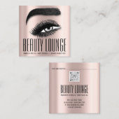 Makeup Artist Hair Eyelash Lux Rose QR CODE Quadratische Visitenkarte (Vorne/Hinten)