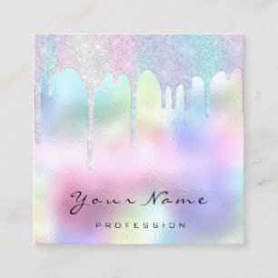 Makeup Artist Hair Lash Glitzer Unicorn Holograph Quadratische Visitenkarte