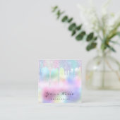 Makeup Artist Hair Lash Glitzer Unicorn Holograph Quadratische Visitenkarte (Stehend Vorderseite)