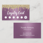 Makeup Artist Hair Salon Gold Tropfen Moderne Lila Treuekarte (Vorne/Hinten)