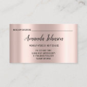 Makeup Artist Hair Salon Lash Event Blogger Rose Visitenkarte (Rückseite)