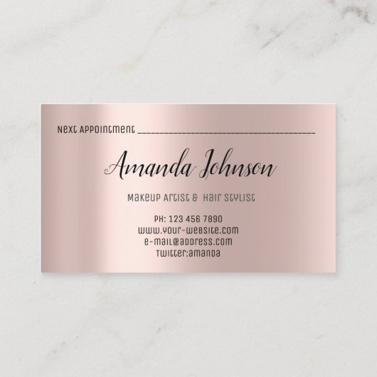 Makeup Artist Hair Salon Lash Event Plan VIP Visitenkarte (Rückseite)