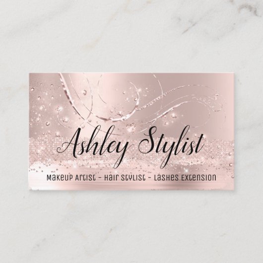 Makeup Artist Hair Salon Lash Extension Rose Visitenkarte (Vorderseite)