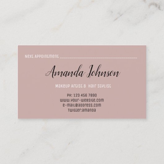 Makeup Artist Hair Salon Lash Scheren Rose Visitenkarte (Rückseite)