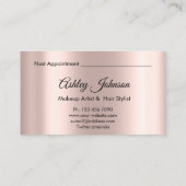 Makeup Artist Hair Salon Lashes Rosa Glitzer Visitenkarte (Rückseite)