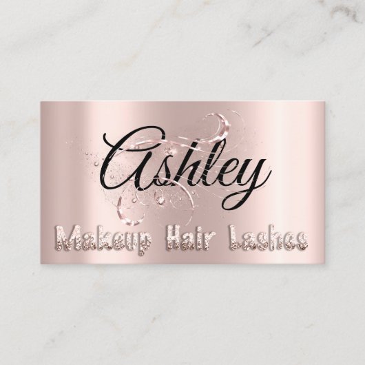 Makeup Artist Hair Salon Lashes Rosa Glitzer Visitenkarte (Vorderseite)