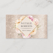 Makeup Artist Hair Salon Luxury Elfenbein Gold Flo Visitenkarte (Vorderseite)