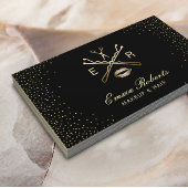 Makeup Artist Hair Salon Modern Black & Gold Visitenkarte