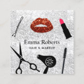 Makeup Artist Hair Salon Moderner Silberner Glitze Quadratische Visitenkarte (Vorderseite)