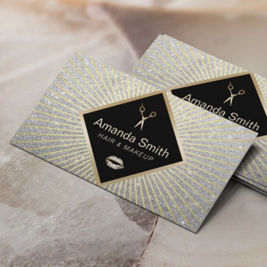 Makeup Artist Hair Salon Moderner Silberner Glitze Visitenkarte