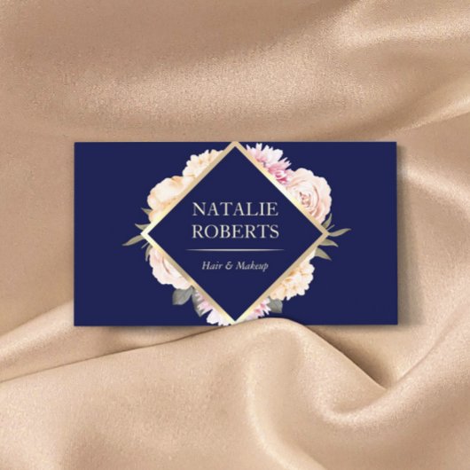 Makeup Artist Hair Salon Vintag Bläsernavy Blue Visitenkarte