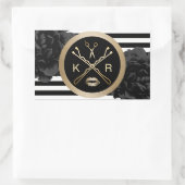 Makeup Artist Hair Stylist Black Floral Modern Rechteckiger Aufkleber (Tasche)