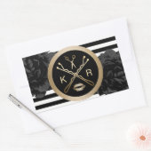 Makeup Artist Hair Stylist Black Floral Modern Rechteckiger Aufkleber (Umschlag)