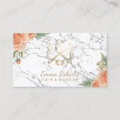 Makeup Artist Hair Stylist Floral Trendy Marmor Visitenkarte (Vorderseite)