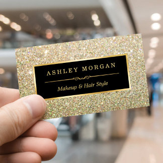 Makeup Artist Hair Stylist Funky Gold Glitzer Visitenkarte