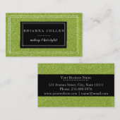 Makeup Artist Hair Stylist Funky Green Glitzer Visitenkarte (Vorne/Hinten)
