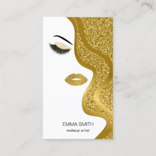 Makeup Artist Hair Stylist Gold Glitzer Visitenkarte