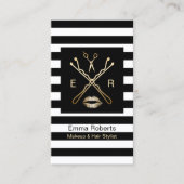 Makeup Artist Hair Stylist Modern Stripes Salon Visitenkarte (Vorderseite)