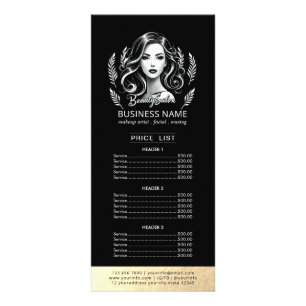 Makeup Artist Hair Stylist Moderne schwarze Preisl Werbekarte