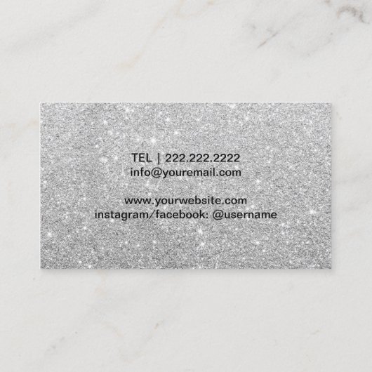 Makeup Artist & Hair Stylist Moderner Silberner Gl Visitenkarte (Rückseite)