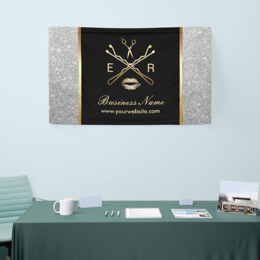 Makeup Artist Hair Stylist Moderner Silberner Glit Banner (Messeveranstaltung)