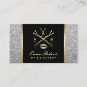 Makeup Artist Hair Stylist Moderner Silberner Glit Visitenkarte (Vorderseite)