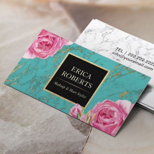 Makeup Artist Hair Stylist Modernes Aquamarines Bl Visitenkarte