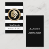 Makeup Artist Hair Stylist Modernes Gold Girl Icon Visitenkarte (Vorne/Hinten)