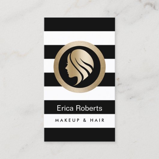 Makeup Artist Hair Stylist Modernes Gold Girl Icon Visitenkarte (Vorderseite)