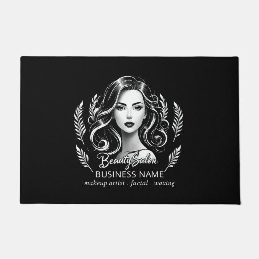 Makeup Artist Hair Stylist Modernes Schwarz-weißes Fußmatte (Vorderseite)