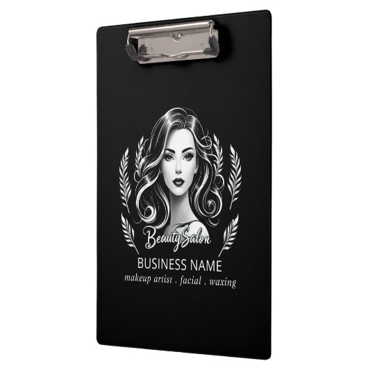 Makeup Artist Hair Stylist Modernes Schwarz-weißes Klemmbrett (Links)